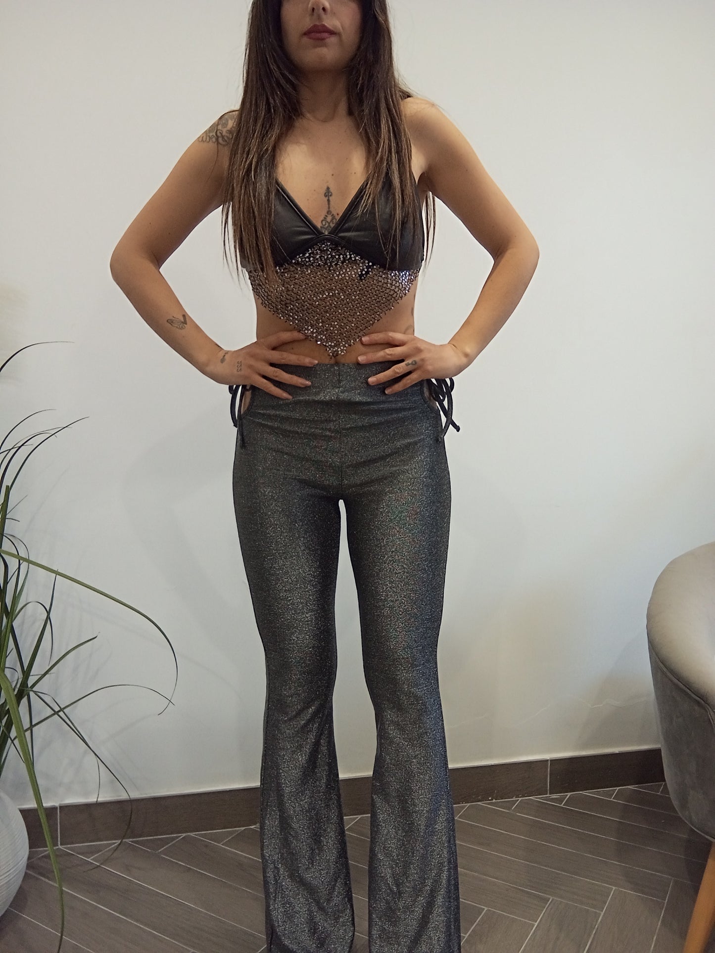 Pantalone brillantinato flare