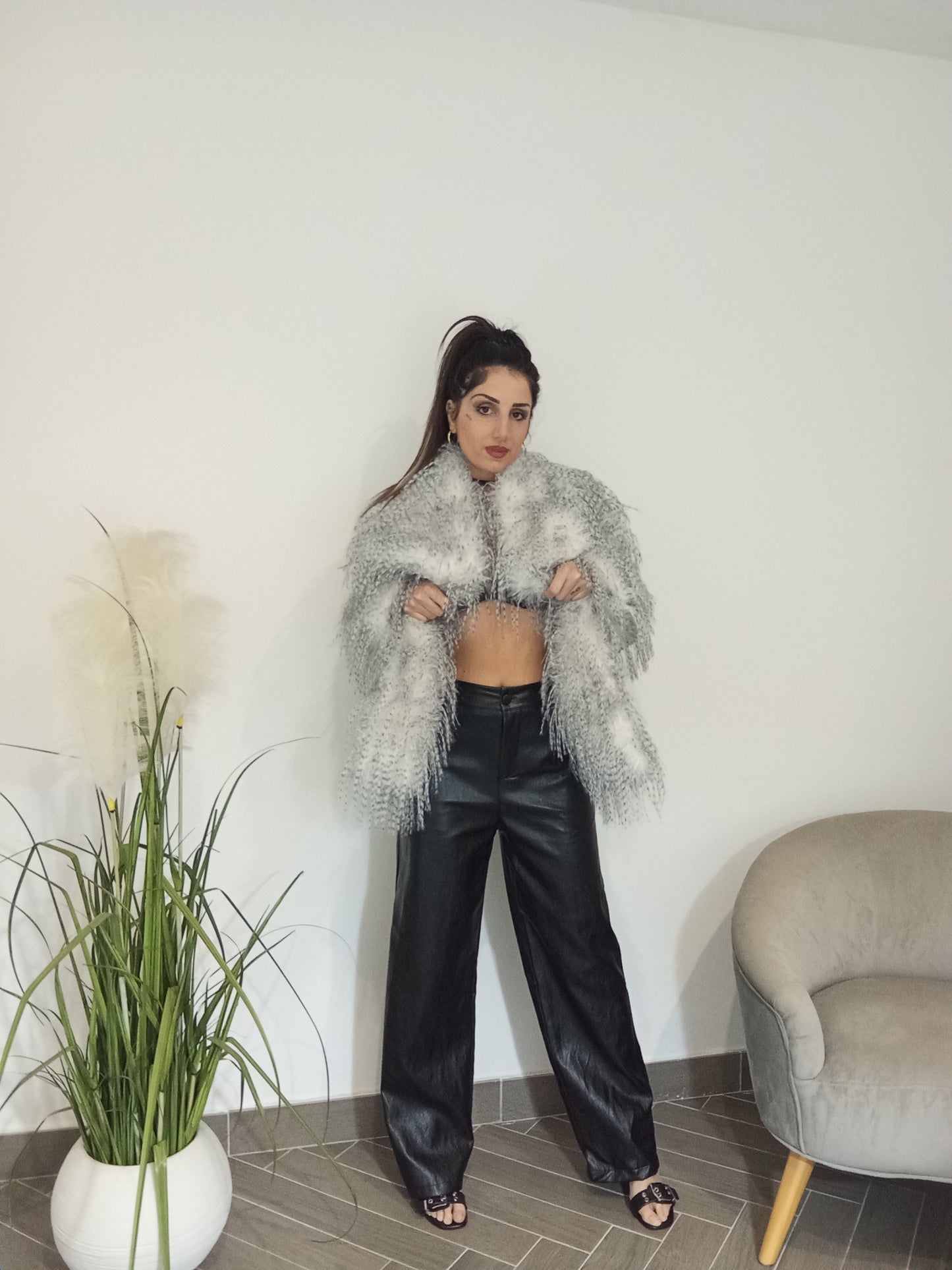 Pantalone in ecopelle nero