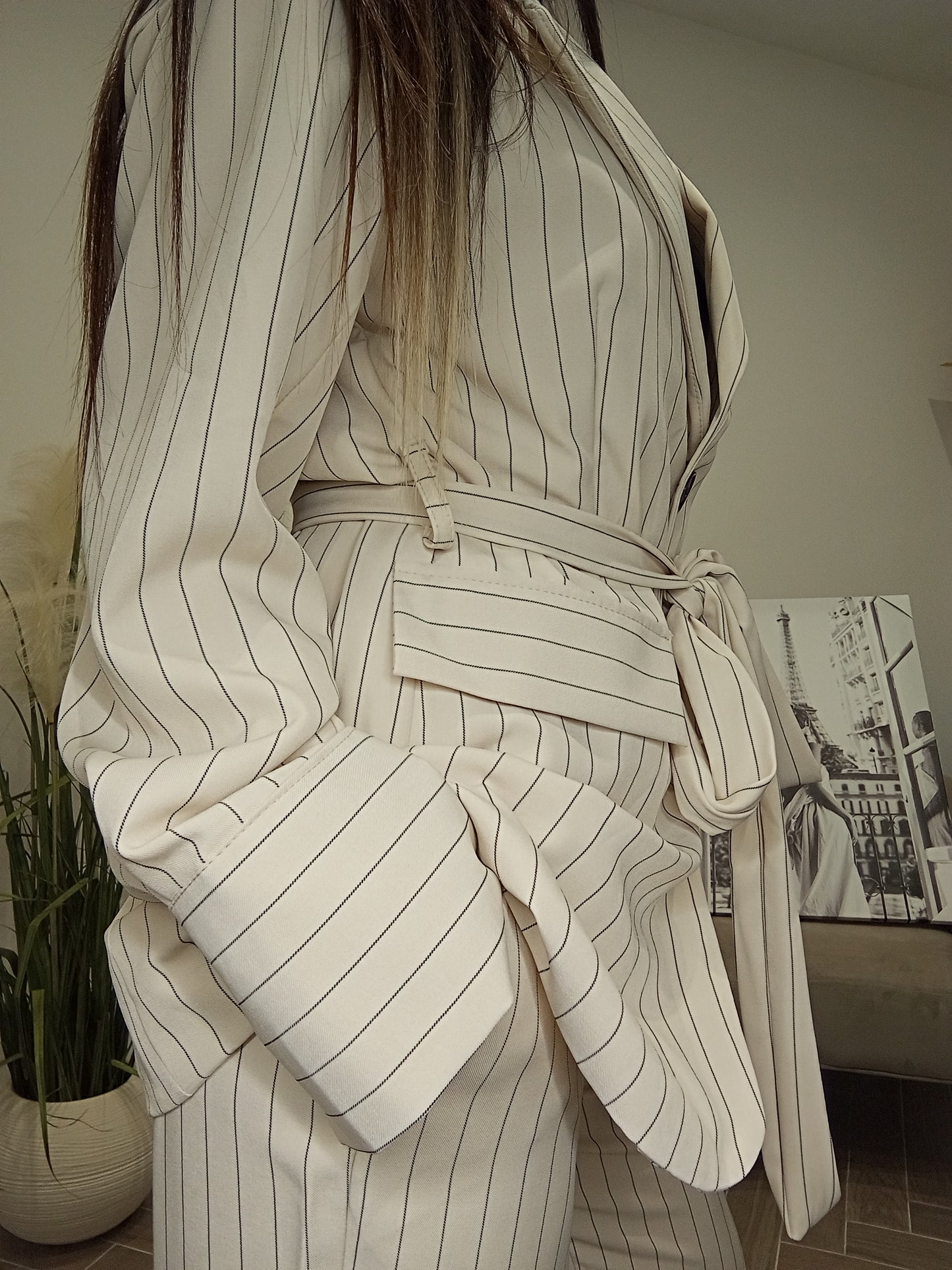 Tailleur blu e beige
