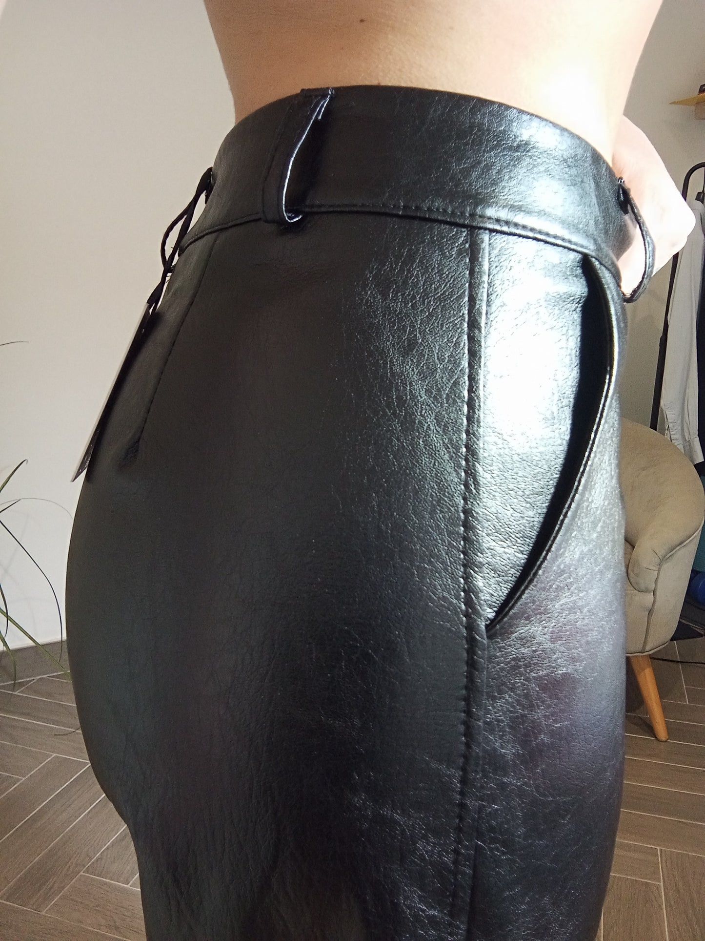Pantalone in ecopelle nero