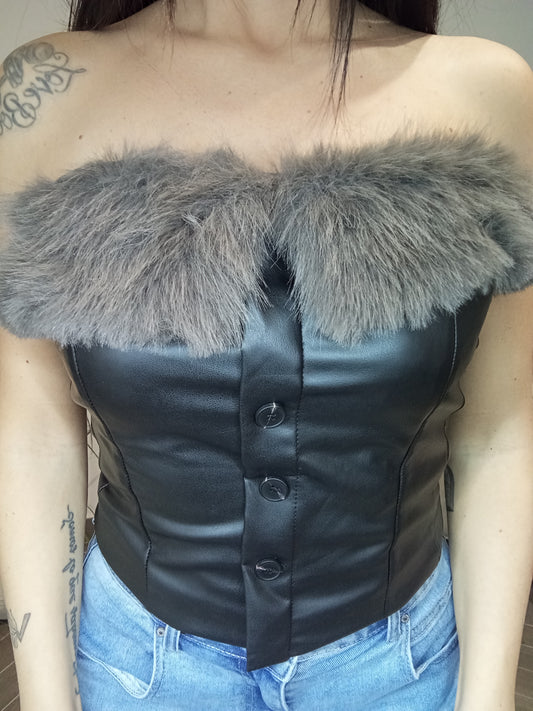 Top in ecopelle Lumina