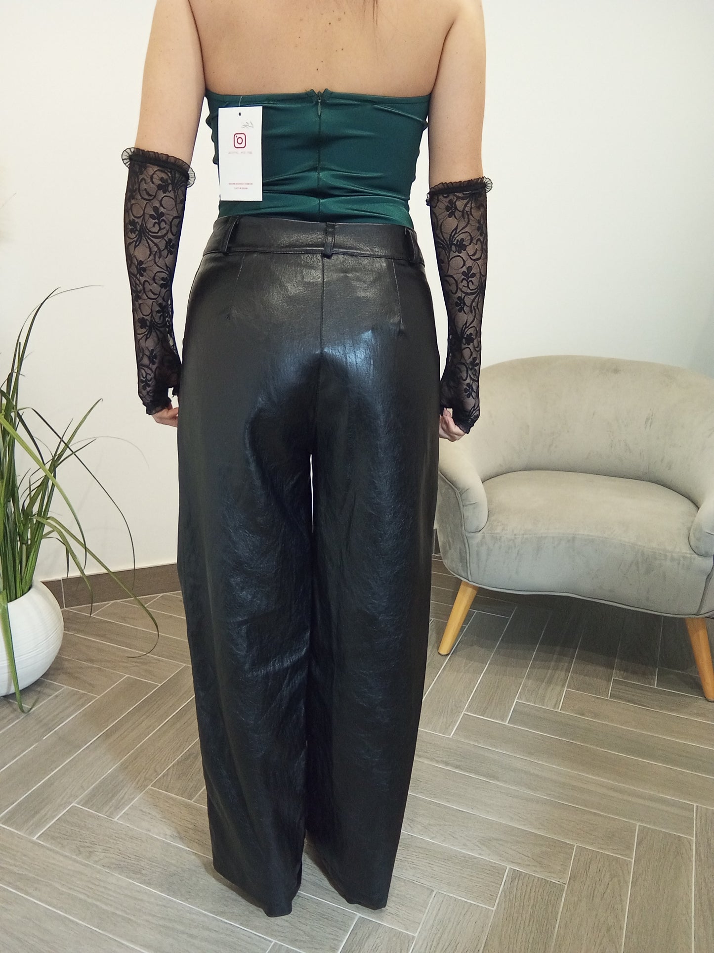 Pantalone in ecopelle nero