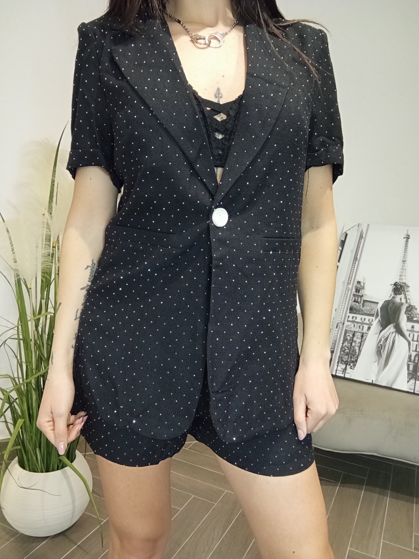Completo in cotone brillantinato
